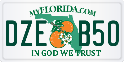 FL license plate DZEB50