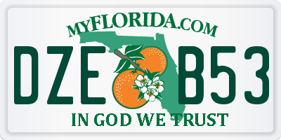 FL license plate DZEB53