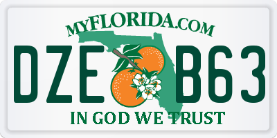 FL license plate DZEB63