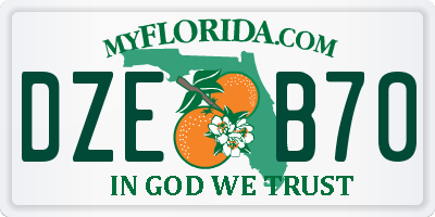 FL license plate DZEB70