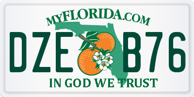 FL license plate DZEB76