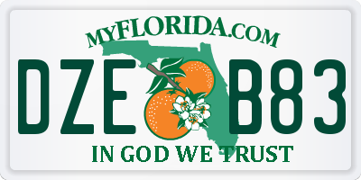 FL license plate DZEB83