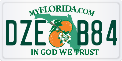 FL license plate DZEB84