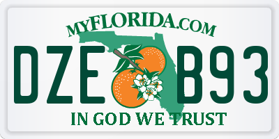 FL license plate DZEB93