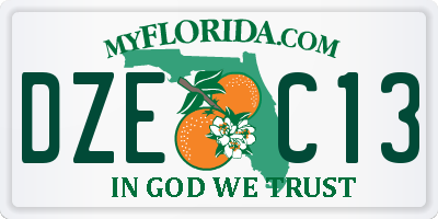 FL license plate DZEC13