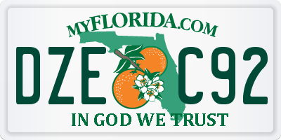 FL license plate DZEC92