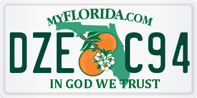 FL license plate DZEC94