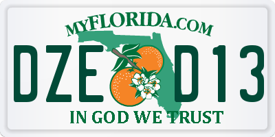 FL license plate DZED13