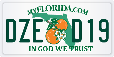 FL license plate DZED19
