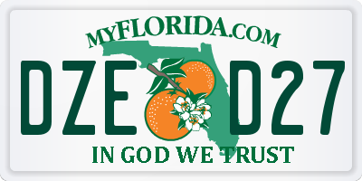 FL license plate DZED27