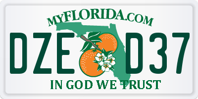 FL license plate DZED37