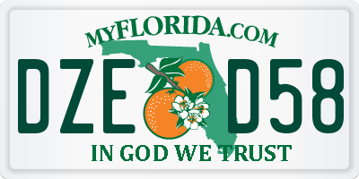 FL license plate DZED58