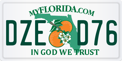 FL license plate DZED76