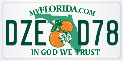 FL license plate DZED78
