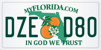 FL license plate DZED80