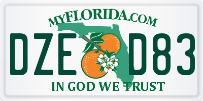 FL license plate DZED83