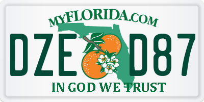 FL license plate DZED87