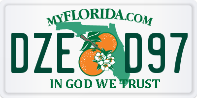 FL license plate DZED97