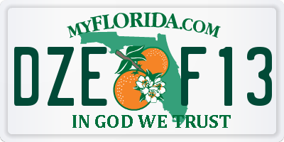 FL license plate DZEF13