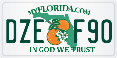 FL license plate DZEF90