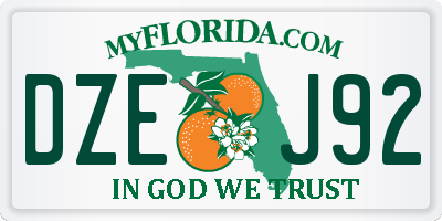 FL license plate DZEJ92