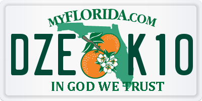 FL license plate DZEK10