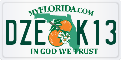 FL license plate DZEK13