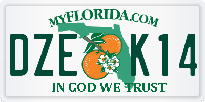 FL license plate DZEK14