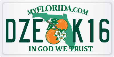 FL license plate DZEK16