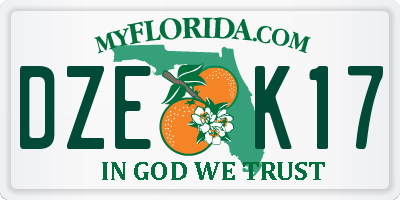 FL license plate DZEK17