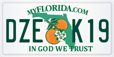 FL license plate DZEK19