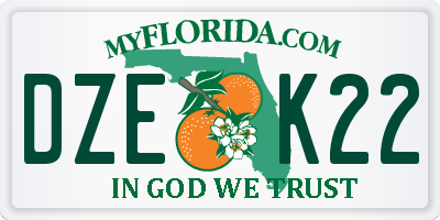 FL license plate DZEK22