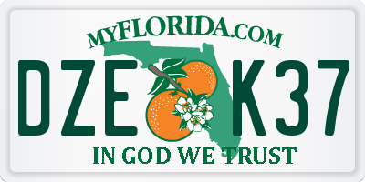 FL license plate DZEK37