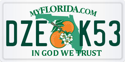 FL license plate DZEK53