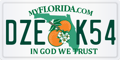FL license plate DZEK54