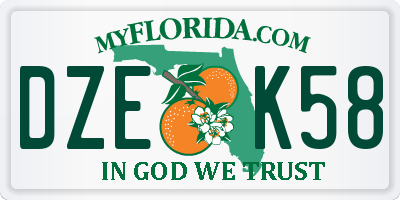 FL license plate DZEK58