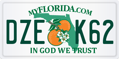 FL license plate DZEK62