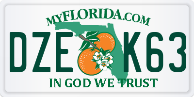 FL license plate DZEK63