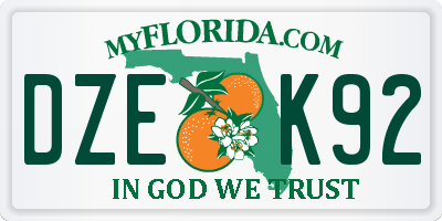 FL license plate DZEK92