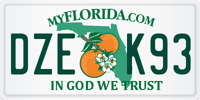 FL license plate DZEK93