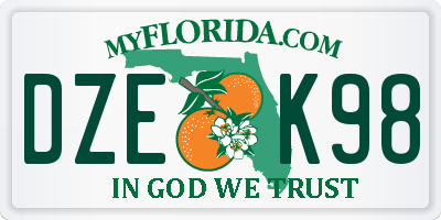 FL license plate DZEK98