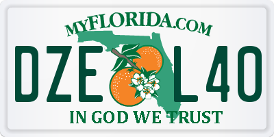 FL license plate DZEL40