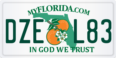 FL license plate DZEL83