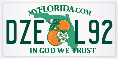 FL license plate DZEL92