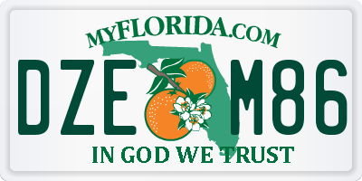 FL license plate DZEM86