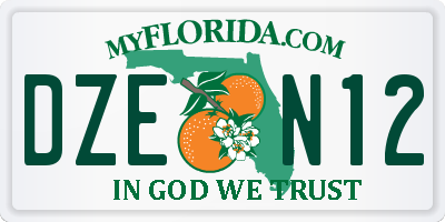 FL license plate DZEN12
