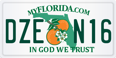 FL license plate DZEN16