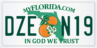 FL license plate DZEN19