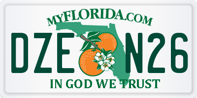 FL license plate DZEN26