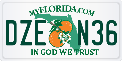 FL license plate DZEN36